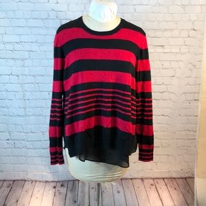 Lanalee Red Black Striped Sweater Sheer Underlay XL